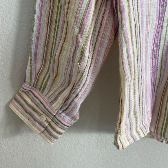 Coldwater Creek Womens Plus 1X Striped Button Up Shirt Linen Blend Long Sleeve - Picture 11 of 11